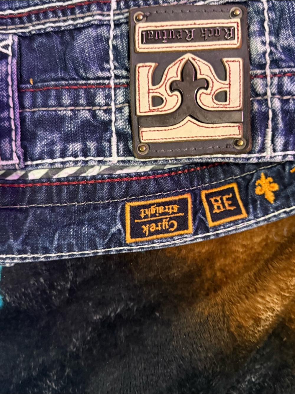 Rock Revival Men's Indigo Blue Embroidered Jeans